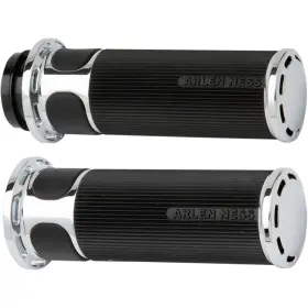07-302 Arlen Ness Chrome Slot Track Grips For Throttle By Wire