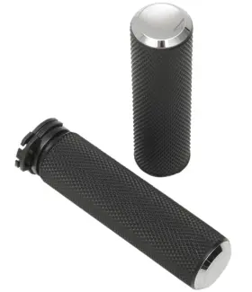 07-324 Arlen Ness Fusion Knurled Rubber With Chrome Ends Cable-style Grips