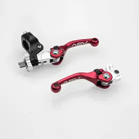 Bcf40106px-sr Asv Inventions F4 Lever Set Pro Pack Red Short Kawasaki Klx300r 1997-2007 And 2020-24 Bcf40106px-sr Asv Inventions F4 Lever Set Pro Pack Red Short Kawasaki Klx300r 1997-2007 And 2020-24