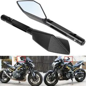 Aut1667130us Aut 8mm 10mm Cnc Motorcycle Rearview Mirrors For Honda Yamaha Suzuki Kawasaki Black