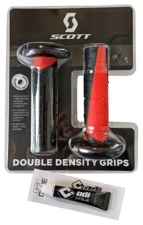 51-1231 Cru Products Scott Deuce 7/8 Grips With Glue Mx Black Neon Red For Honda Kawasaki Yamaha Suzuki