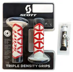 51-1270 Cru Products Scott Diamond 7/8 Grips Mx Red And White For Honda Kawasaki Yamaha Ktm With Glue 51-1270 Cru Products Scott Diamond 7/8 Grips Mx Red And White For Honda Kawasaki Yamaha Ktm With Glue
