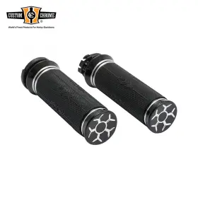 36010003 Custom Chrome 1ftfthandlebar Hand Grips Fits For Harley Softail Sportster Cable Throttle 1973-up