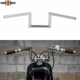 632330 Custom Chrome / Jammer 1 Inch Wide Z-bar 6 Rise 60s Handlebar Non-dimpled Fits For Harley Clamp