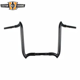 31027163 Custom Chrome / Santee 1-1/4 Inch 16 Rise Gloss Black Crooked Handlebar Fit For Harley Touring 3.5 Knurl