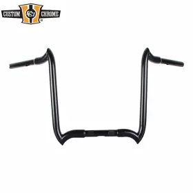 31027183 Custom Chrome / Santee 1-1/4 Inch 18 Rise Gloss Black Crooked Handlebar Fit For Harley 3.5 Knurl 1 Clamp 31027183 Custom Chrome / Santee 1-1/4 Inch 18 Rise Gloss Black Crooked Handlebar Fit For Harley 3.5 Knurl 1 Clamp