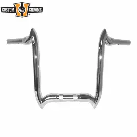 31028208 Custom Chrome / Santee Crooked Handlebar 1-1/2 Inch Fat 20 Fit For Harley 3.5 Knurl 1-1/4 Clamp
