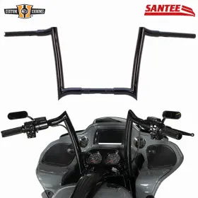 693665 Custom Chrome/santee 1.25 Inch Ape Hangers 14 Rise Handlebar Fit For Harley Softail Sportster Xl Black
