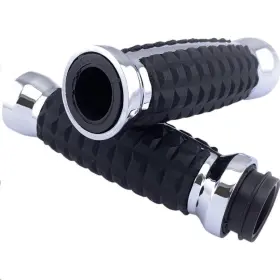 0630-2641 Drag Specialties Grenade Grips - Chrome