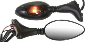 20-25162 Emgo Universal Ducati Style Left Side Mirror With Turn Signal Black