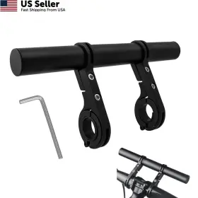 Evpgy0691 Evponk 7.87in Bike Handlebar Extender Aluminum Alloy Double Clamp Extension Bar Black