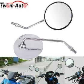 Twom-2030un01401-a Eway Pair Motorcycle Rear View Side Mirrors Chrome Round Shape For Universal Scooter