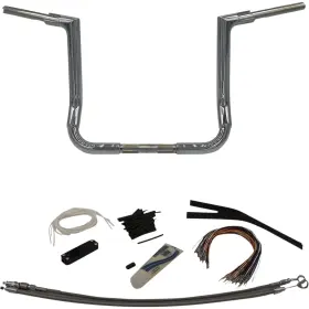 609114 Fat Baggers Handlebar Kit - Flat Top 14 Inch Chrome 609114 Fat Baggers Handlebar Kit - Flat Top 14 Inch Chrome