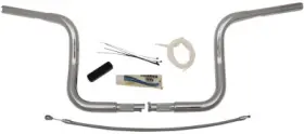 909410 Fat Baggers Inc. Chrome 10 Inch Ez Install Rounded Handlebar Package For Harley Flh 08-13