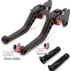 Fx-147-rzm4j-200420-z-15 Fxcnc Us Cnc Black Short Brake Clutch Lever With Handle Grips Fit Yamaha Yzf R6 99-2004