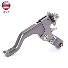 Fx-lhsb-cla-ks-211104-m-30 Fxcnc 7/8 Inch 22mm Cnc Performance Stunt Short Clutch Lever Cable 1 Finger Pull Usa Gray