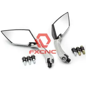 Fx-mr-1204 Fxcnc Universal Motorcycle Rear View Side Mirrors 8mm &10mm Screw Black A Pair