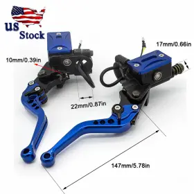 Fx-sb-016-z-rzm2e-200324-m-10 Fxcnc Cnc Motorcycle Hydraulic Brake Clutch Master Cylinder Reservoir Levers Set Blue