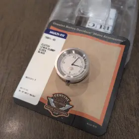 75042-03 Harley-davidson 5465150 Clutch Lever Clamp Clock Black Dial Silver 75042-03 Harley-davidson 5465150 Clutch Lever Clamp Clock Black Dial Silver