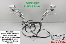 56569-86 Harley-davidson 2007 Heritage Softail Classic Complete 10 Inch Handlebar Assembly Chrome 56569-86 Harley-davidson 2007 Heritage Softail Classic Complete 10 Inch Handlebar Assembly Chrome