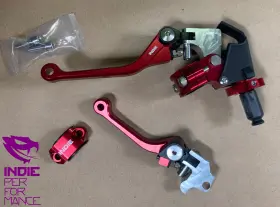 Lv-cb02-rd Indie Performance Quick Adjust Flex Clutch And Brake Lever Set Crf 250r 450r 04-06 Crf250r Crf450r