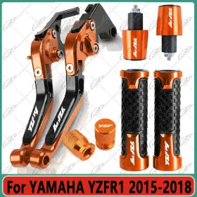 Kanala Parts Yzfr1 2015-2018 For Yamaha Cnc Handle Grips Cap Brake Clutch Levers Set Orange Kanala Parts Yzfr1 2015-2018 For Yamaha Cnc Handle Grips Cap Brake Clutch Levers Set Orange
