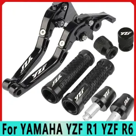 Kanala Parts Yzfr1 Yzfr6 4pcs Black Cnc Handle Grips Cap Brake Clutch Levers Sets For Yamaha