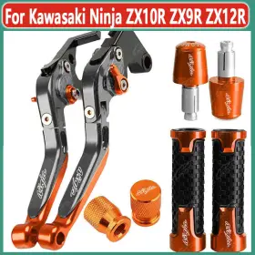 Kanala Parts Zx10r Zx12r Cnc Brake Clutch Levers Handle Grips Cap Set For Kawasaki Ninja Zx9r