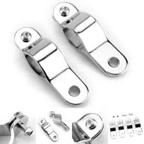 M523-a079-chrome Kingdarn 2x Adjustable 30-35mm Bull Bar Clamp Foglight Chrome Bracket Mount Motorcycle F1