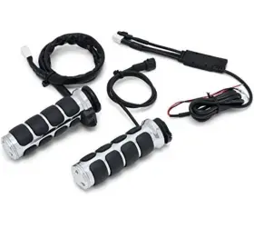 6471 Kuryakyn Chrome Heated Iso Grips Harley Dual Cable Throttle 96-20