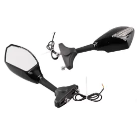 Moto Hij 612056577735 Mirrors With Amber Led Turn Lighs For Honda Kawasaki Suzuki Yamaha Ducati Black