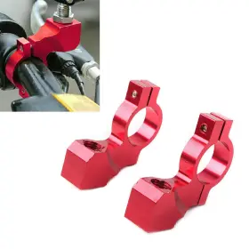 Motorshop168 550725906748 2 Pcs Red 7/8ftft Motorcycle Rearview Mirror Handlebar Mount Adapter Bracket Clamp