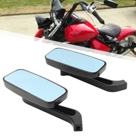 Never0say 550754657406 Rectangle Motor Rear View Side Mirrors For Harley Street Glide Road King Black