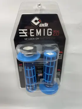 H36e2du Odi Emig 2.0 Lock-on Grips - Navy/cyan 7/8 Inch Handlebars See Fitment Below H36e2du Odi Emig 2.0 Lock-on Grips - Navy/cyan 7/8 Inch Handlebars See Fitment Below