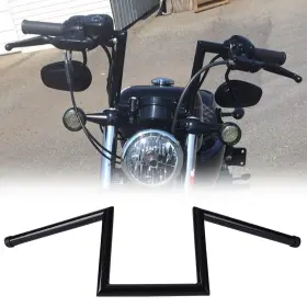 Mpphloooooo8103-bk-2f Oumurs Black 1 Inch Drag Z Bars Rise 8 Ape Hanger Handlebar For Harley Sportster 883 1200