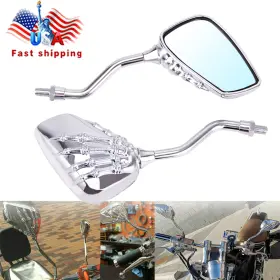 Mr-30ty01701-a Oumurs Motorcycle Chrome Skull Skeleton Hand Side Rearview Mirrors For Harley Yamaha