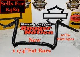 Oemb125-10-b Paul Yaffe Originals 10 Inch Harley 1.25 Monkey Ape Hanger Handle Bars Bagger Nation