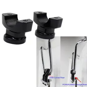 103023 Powerjames 1.8 Inch Tall 1.25 Handlebar Straight Black Risers For Harley 2013-2023 Breakout