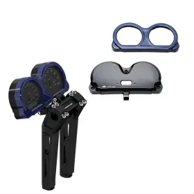 103080-103100 Powerjames 10 Inch Tall Risers With Blue Carbon Fiber Gauge Bracket For Harley 2015-24 Road Glide