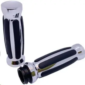 490001 Pro-one Performance Custom Handlebar Grips - Straight Rubber Chrome