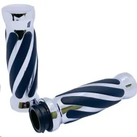 490011 Pro-one Performance Perfmfg Custom Handlebar Grips - Twisted Rubber Chrome 490011 Pro-one Performance Perfmfg Custom Handlebar Grips - Twisted Rubber Chrome