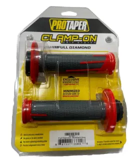 021687 Protaper 21687 Clamp-on Full Diamond Grips Red/dark Grey