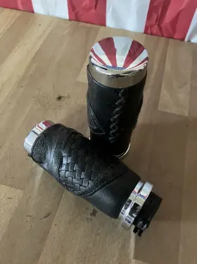 2358 Spectre Performance Harley Davidson Leather Waffle Weave Custom Wrapped Grips