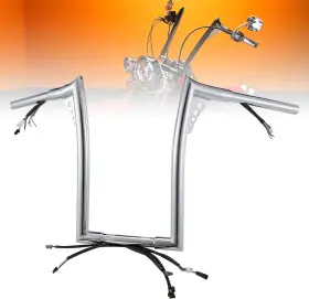 4491 Tigersgateparts 767950542928 Pre-wired 14 Inch Rise Bat-wing Ape Hangers 1 1/4 Crome #4491