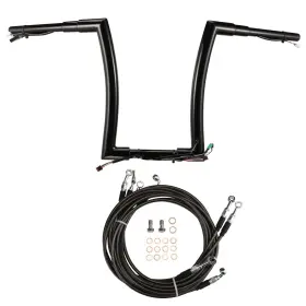 Wgsfxbcx128 Tigersgateparts 14 Inch Road King Prewired Ape Hanger Handlebar For 14-15 Flhr Flhrc Black