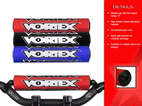 Vtxhb105r Vortex Hb105r Crossbar Pad Mx Handlebars Red Vtxhb105r Vortex Hb105r Crossbar Pad Mx Handlebars Red