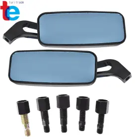 Tr80078 Wflnhb Black Motorcycle Rectangle Rearview Side Mirrors For Dyna Honda Yamaha Suzuki