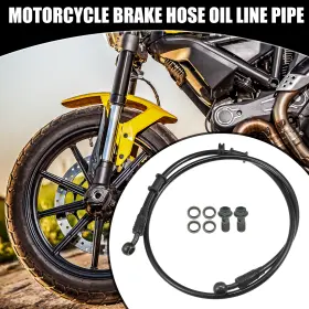 X Autohaux 716058945223 110cm 43.31 Inch Universal 28 Degree Motorcycle Hydraulic Brake Oil Hose Set Black X Autohaux 716058945223 110cm 43.31 Inch Universal 28 Degree Motorcycle Hydraulic Brake Oil Hose Set Black