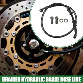 X Autohaux 767153612480 70cm Motorcycle Braided Hydraulic Brake Line Oil Hose Black Army Green 1 Set
