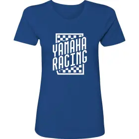 Np21s-l3112-l Yamaha Womens Logo Racing Check T-shirt - Blue Large Np21s-l3112-l Yamaha Womens Logo Racing Check T-shirt - Blue Large